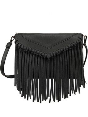 Chic Vintage PU Leather Fringe Crossbody Bag with Tassels - Stylish Hobo Handbag